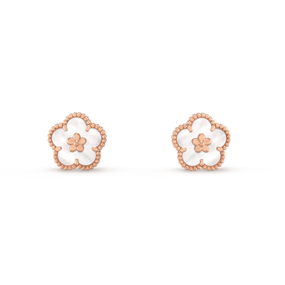 [BLUE TEARS]LUCKY PINK GOLD WHITE MOP EARRINGS