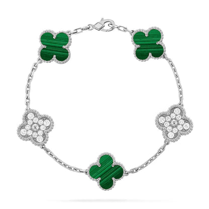 [BLUE TEARS] CLOVER 5 MOTIF MALACHITE BRACELET COLLECTION
