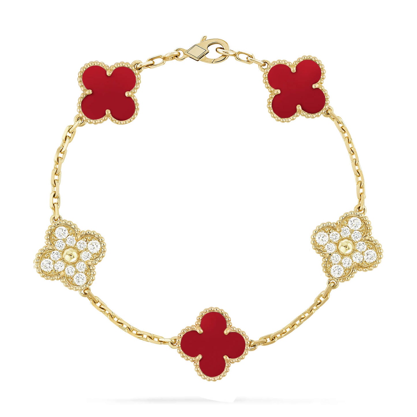 [BLUE TEARS] CLOVER 5 MOTIF RED CORNELIAN BRACELET COLLECTION