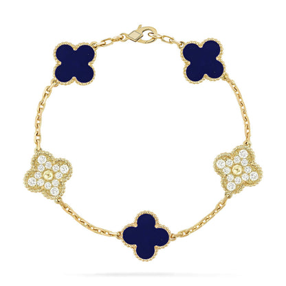 [BLUE TEARS]CLOVER 5 MOTIF LAPIS LAZULI BRACELET COLLECTION