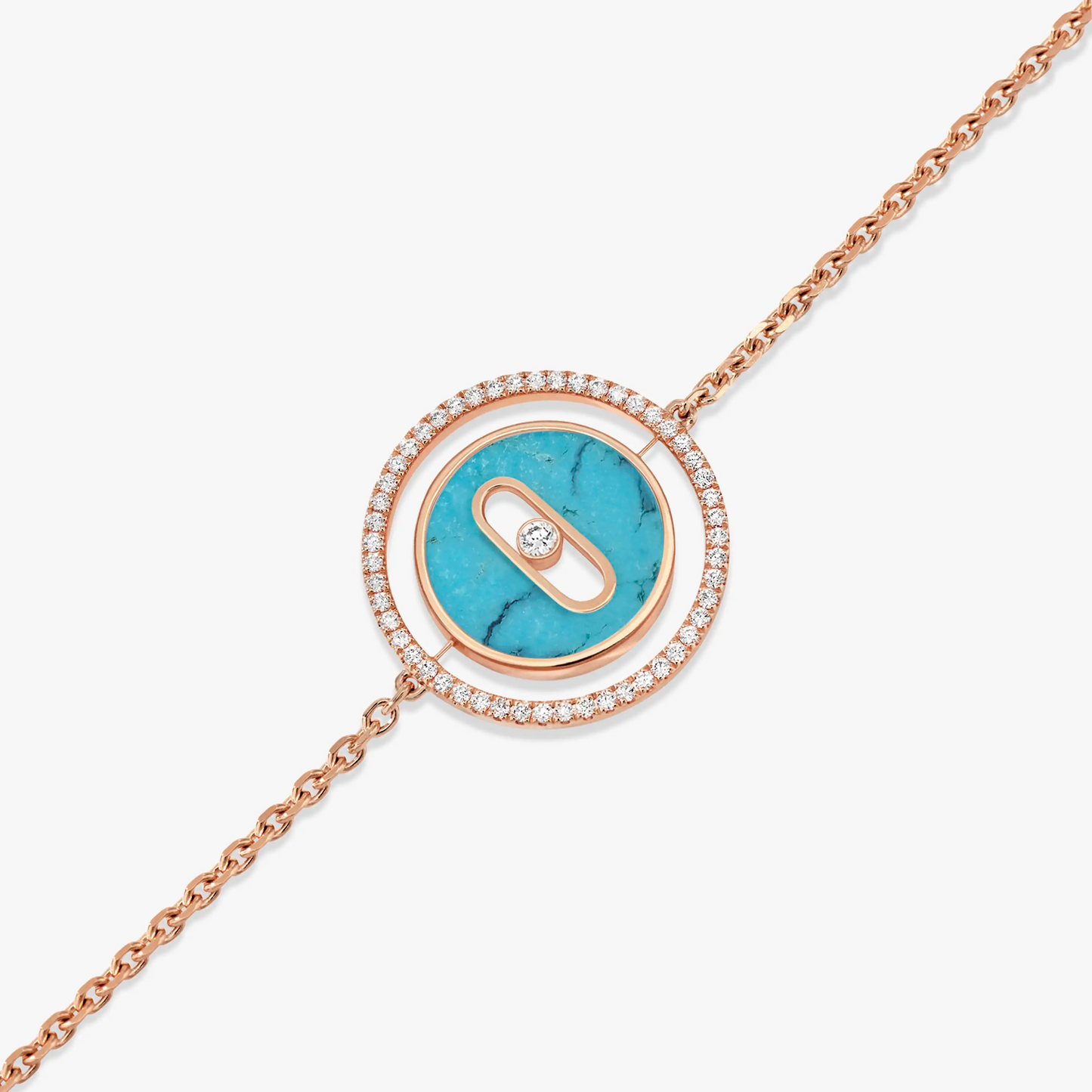 [Blue Tears Jewelry]LUCKY MOVE TURQUOISE PINK GOLD DIAMOND BRACELET