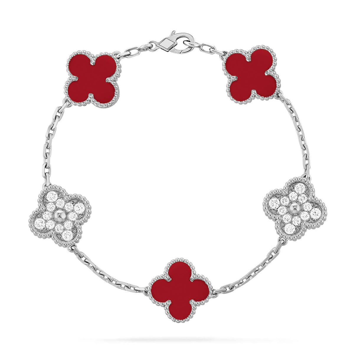 [BLUE TEARS] CLOVER 5 MOTIF RED CORNELIAN BRACELET COLLECTION
