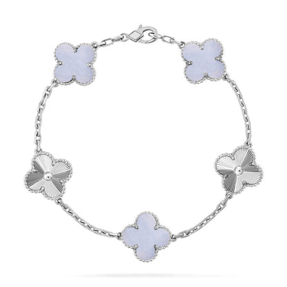 [BLUE TEARS] CLOVER 5 MOTIF PURPLE CHALCEDONY BRACELET COLLECTION
