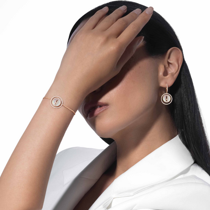 [Blue Tears Jewelry]LUCKY MOVE WHITE MOTHER OF PEARL PINK GOLD DIAMOND BRACELET