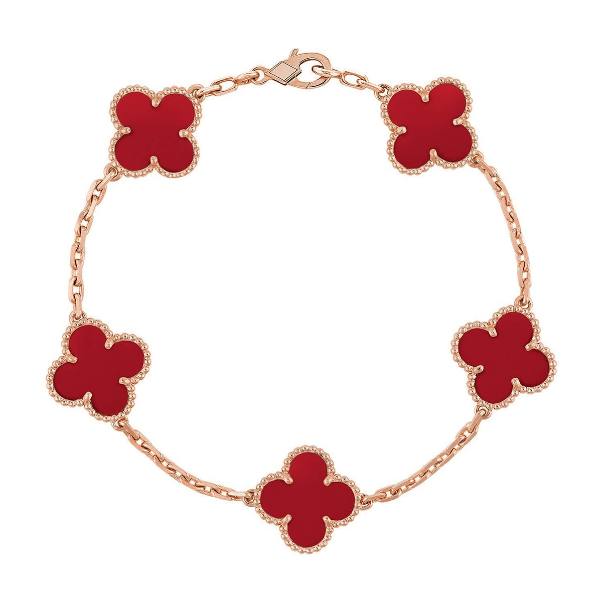 [BLUE TEARS] CLOVER 5 MOTIF RED CORNELIAN BRACELET COLLECTION