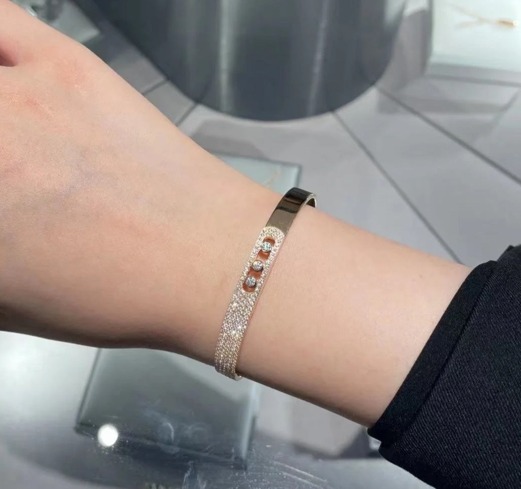 [Blue Tears Jewelry]Move Noa Rose Gold Pavé Diamond Bangle Bracelet
