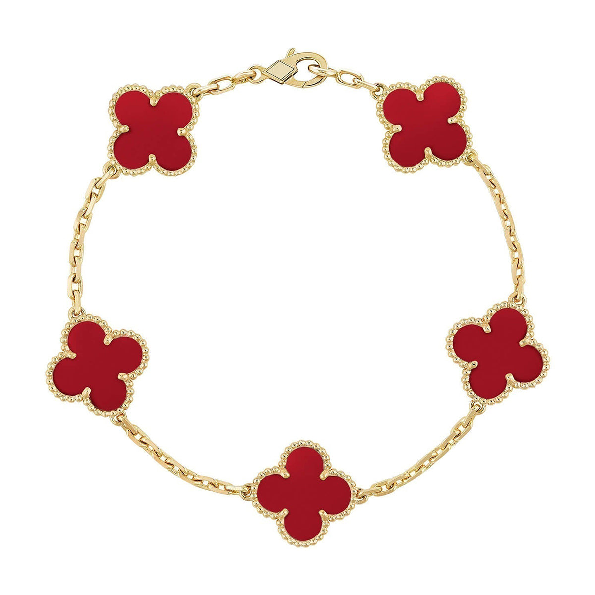 [BLUE TEARS] CLOVER 5 MOTIF RED CORNELIAN BRACELET COLLECTION