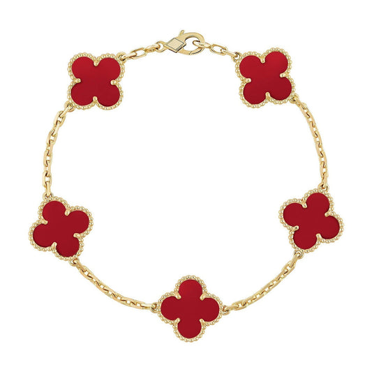 [BLUE TEARS] CLOVER 5 MOTIF RED CORNELIAN BRACELET COLLECTION