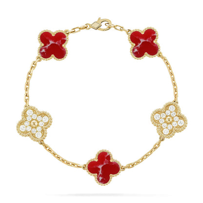[BLUE TEARS]CLOVER 5 MOTIF RED PATTERN BRACELET COLLECTION