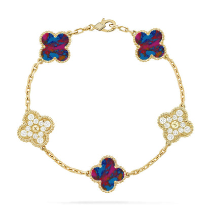 [BLUE TEARS]CLOVER 5 MOTIF COLOR GEMSTONES BRACELET COLLECTION