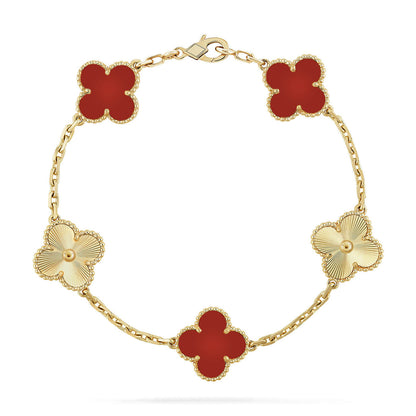 [BLUE TEARS] CLOVER 5 MOTIF RED CORNELIAN BRACELET COLLECTION