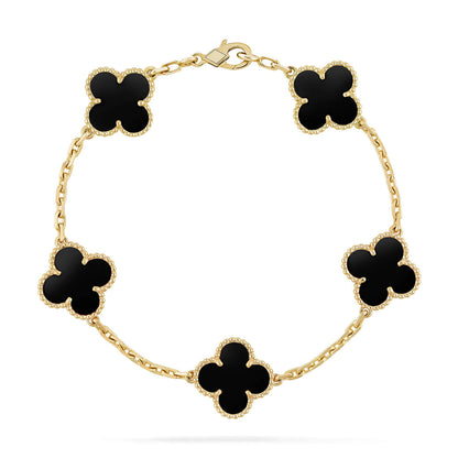[BLUE TEARS]CLOVER  5 MOTIFS BLACK ONYX BRACELET