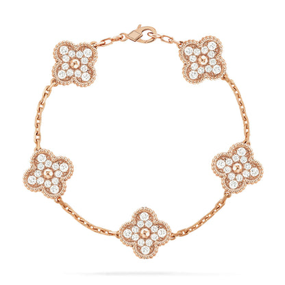 [BLUE TEARS]CLOVER 5 MOTIFS  FULL DIAMOND BRACELET
