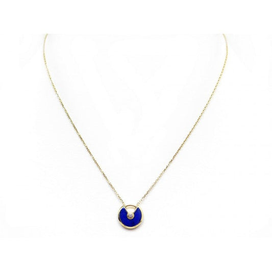 [BLUE TEARS]AMULETTE ROSE GOLD AGATE NECKLACE