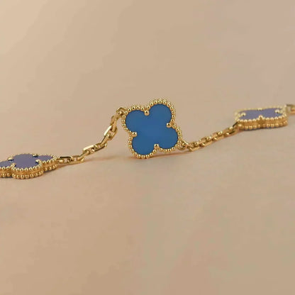 [BLUE TEARS] CLOVER 5 MOTIF BLUE AGATE BRACELET COLLECTION