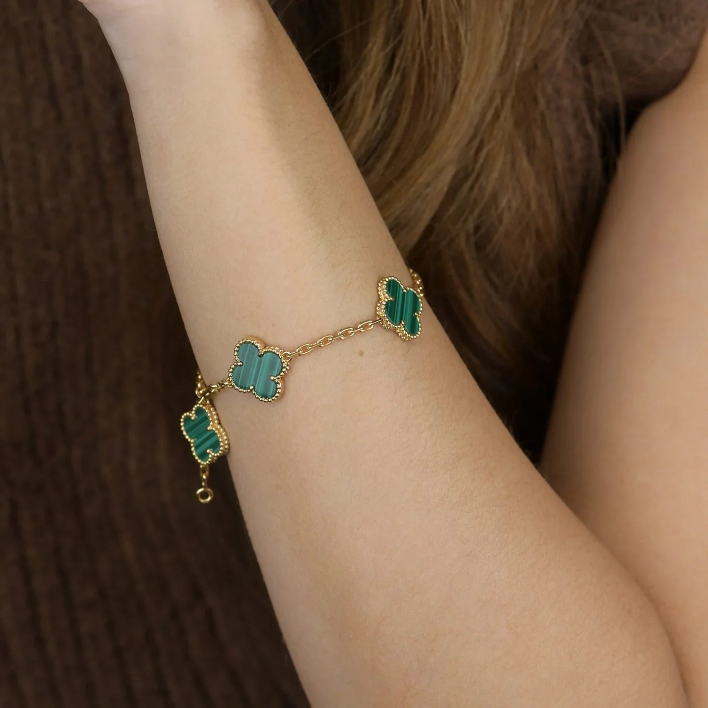 [BLUE TEARS] CLOVER 5 MOTIF MALACHITE BRACELET COLLECTION