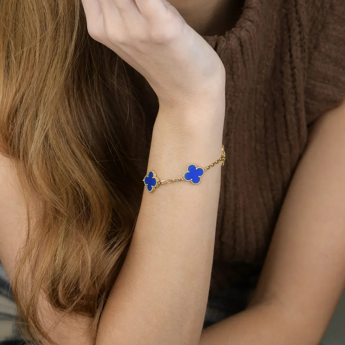 [BLUE TEARS] CLOVER 5 MOTIF BLUE AGATE BRACELET COLLECTION