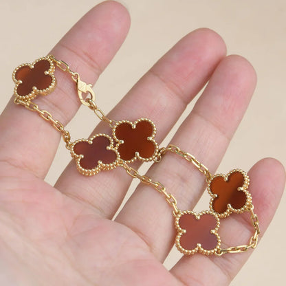 [BLUE TEARS] CLOVER 5 MOTIF RED CORNELIAN BRACELET COLLECTION