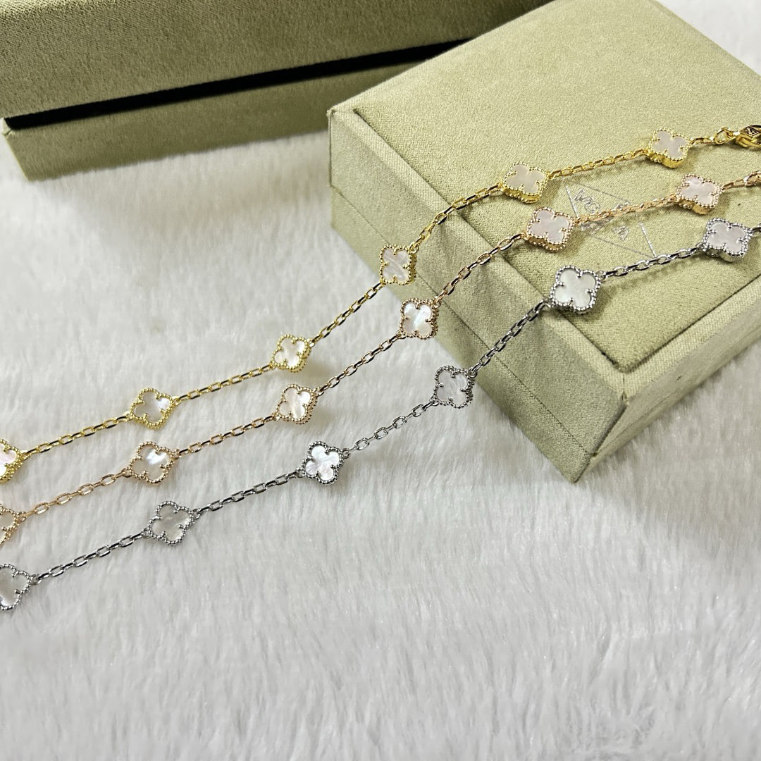 [BLUE TEARS]CLOVER 6 MOTIF WHITE MOP BRACELET