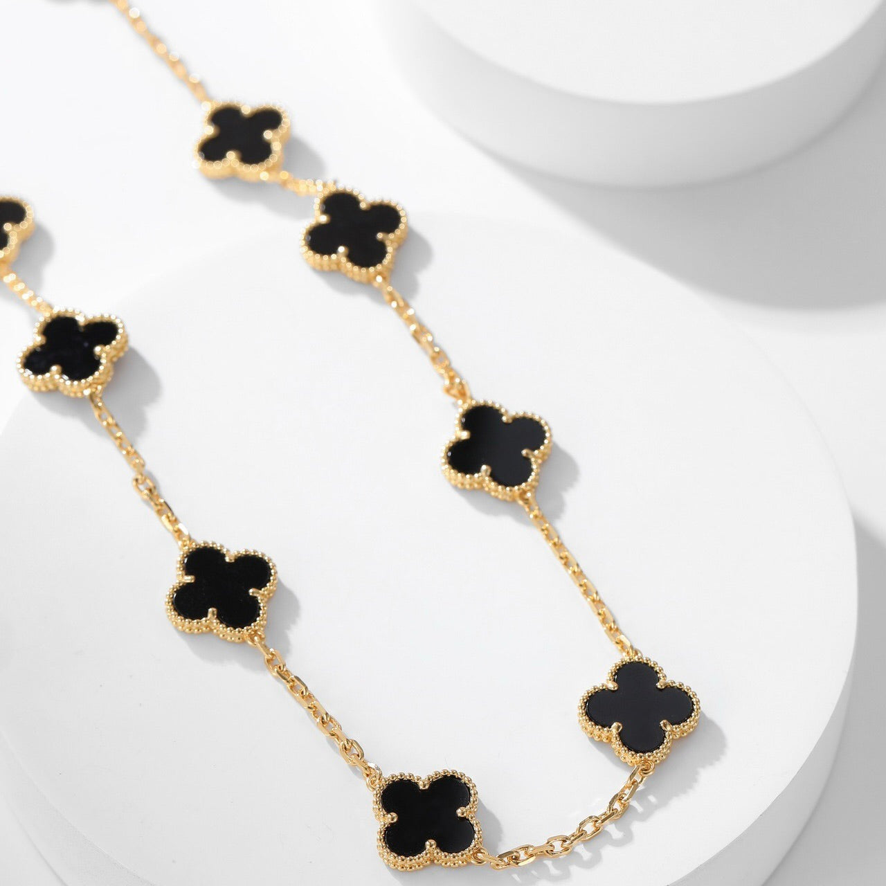 [BLUE TEARS]CLOVER 10 MOTIFS ONYX NECKLACE