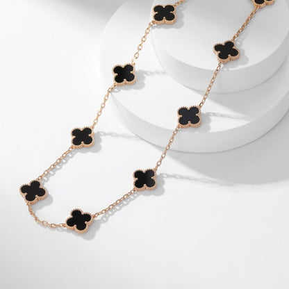 [BLUE TEARS]CLOVER 10 MOTIFS ONYX NECKLACE