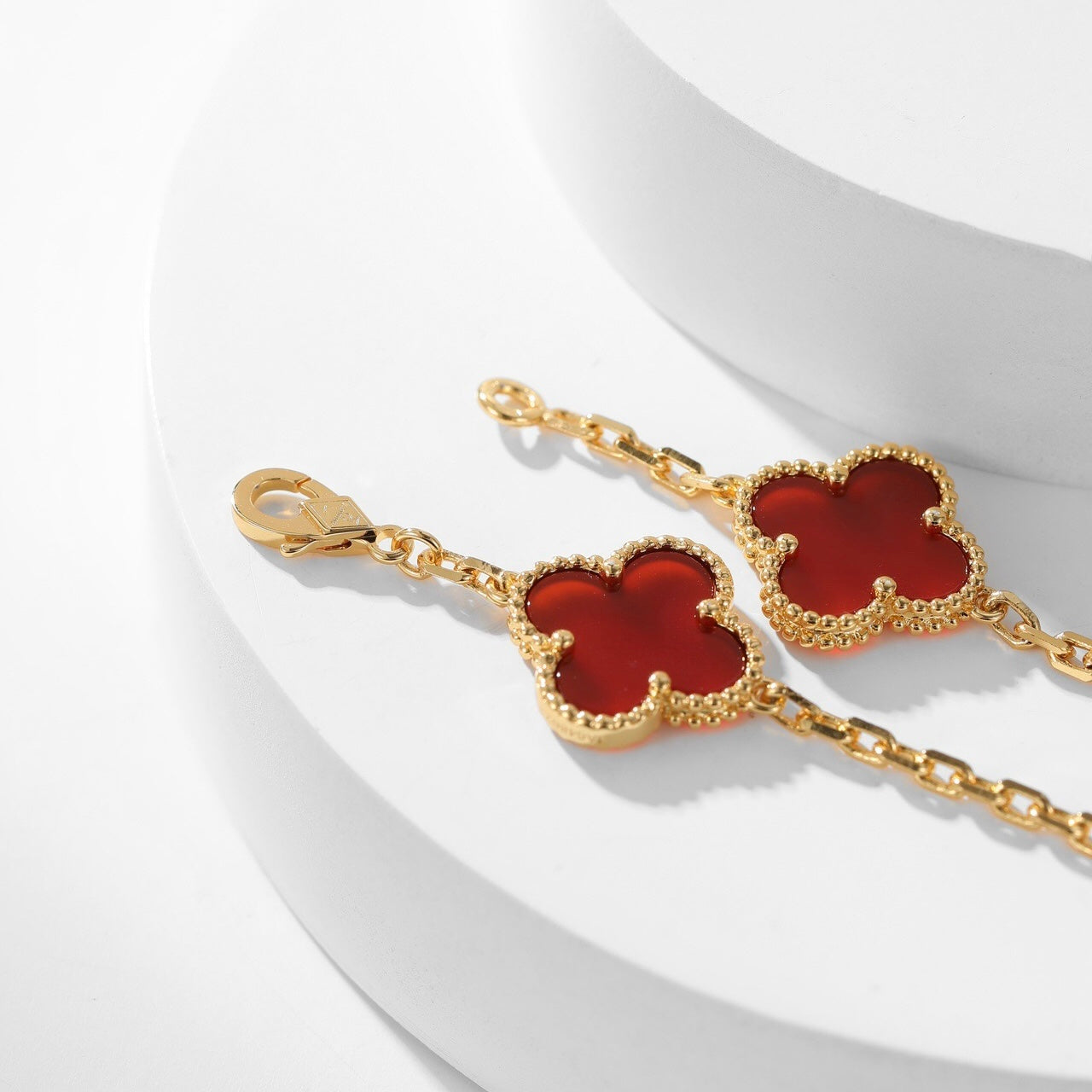 [BLUE TEARS]CLOVER 10 MOTIFS CARNELIAN NECKLACE