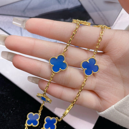 [BLUE TEARS]CLOVER 10 MOTIFS BLUE AGATE NECKLACE