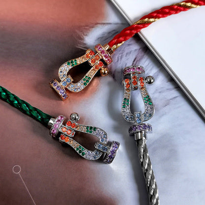 [BLUE TEARS]FORC LARGE HORSESHOE  COLORED DIAMOND BRACELET SILVER