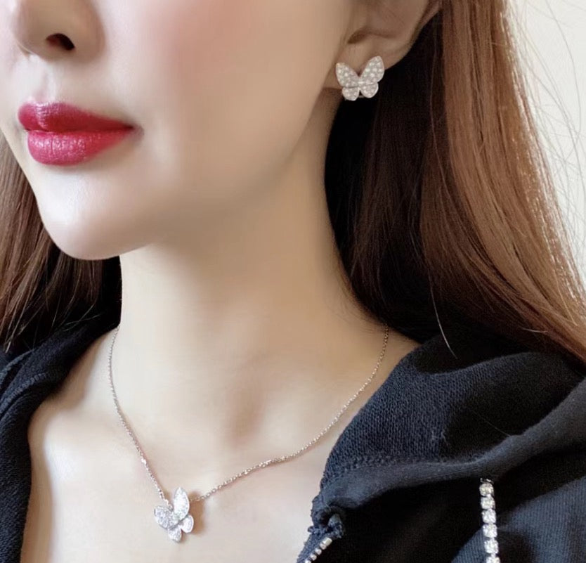 [BLUE TEARS]BUTTERFLY ALL DIAMOND EARRINGS
