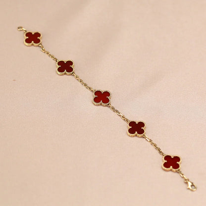 [BLUE TEARS] CLOVER 5 MOTIF RED CORNELIAN BRACELET COLLECTION