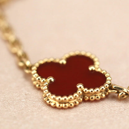 [BLUE TEARS] CLOVER 5 MOTIF RED CORNELIAN BRACELET COLLECTION