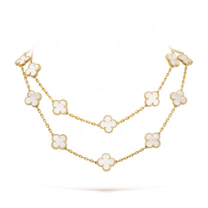 [BLUE TEARS]CLOVER 20 MOTIFS WHITE MOP NECKLACE