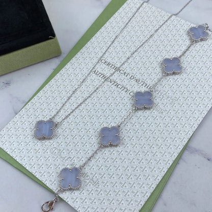 [BLUE TEARS] CLOVER 5 MOTIF PURPLE CHALCEDONY BRACELET COLLECTION