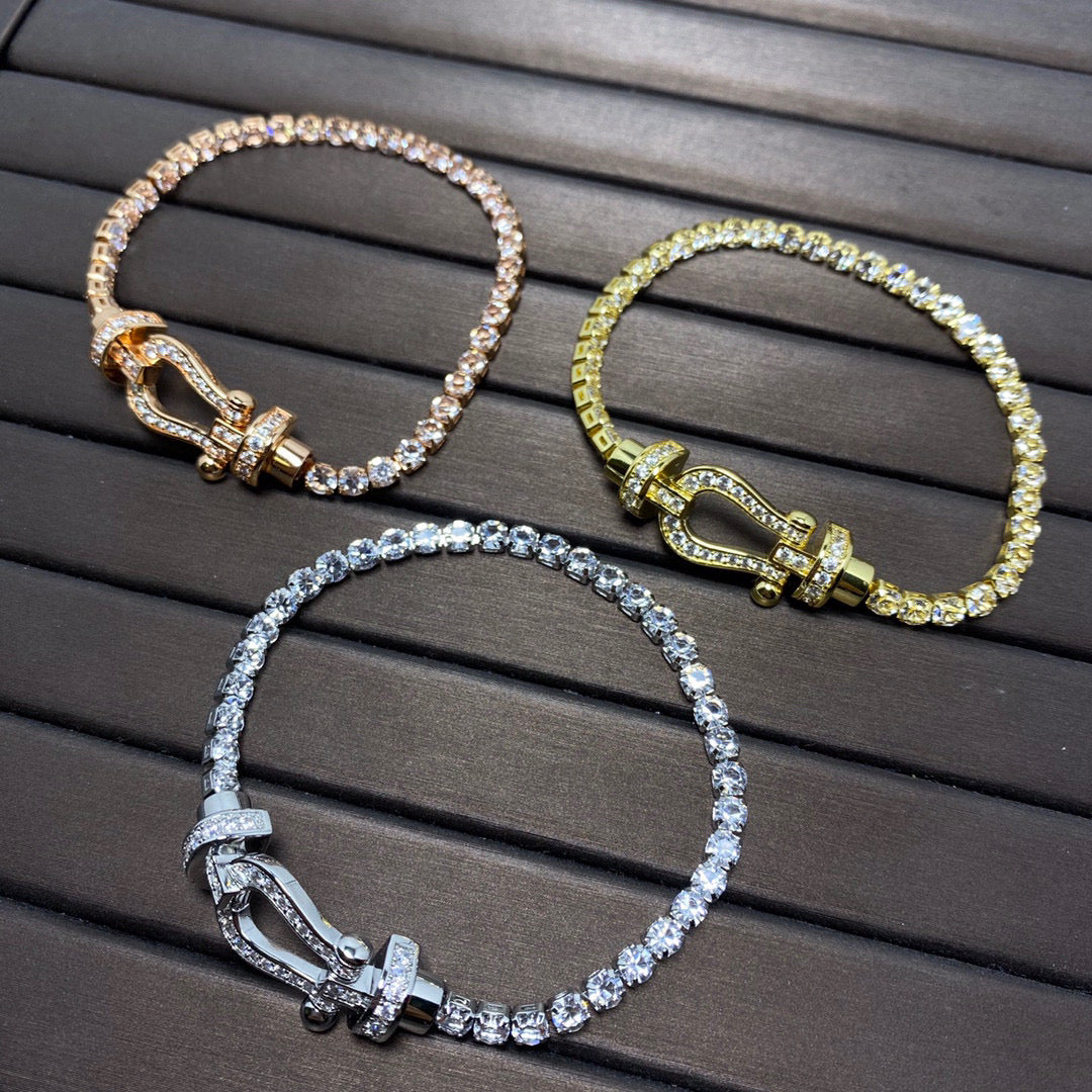 [BLUE TEARS]FORCE  HORSESHOE  DIAMOND TENNIS BRACELET