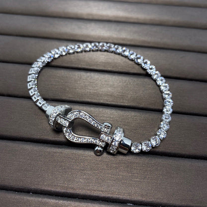 [BLUE TEARS]FORCE  LARGE HORSESHOE FULL DIAMOND TENNIS BRACELET