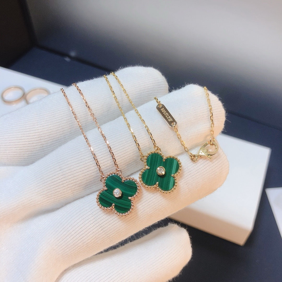 [BLUE TEARS]CLOVER 15MM DIAMOND TURQUOISE NECKLACE
