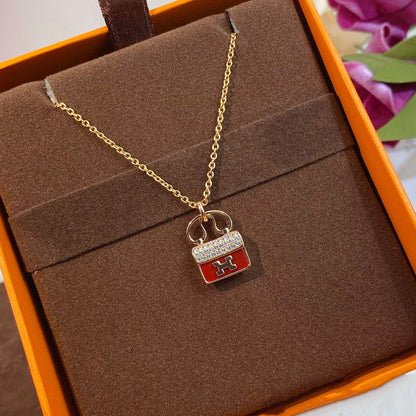 [BLUE TEARS]CONSTANCE RED PEDANT PINK GOLD NECKLACE