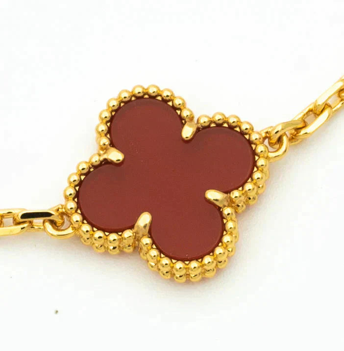 [BLUE TEARS] CLOVER 5 MOTIF RED CORNELIAN BRACELET COLLECTION