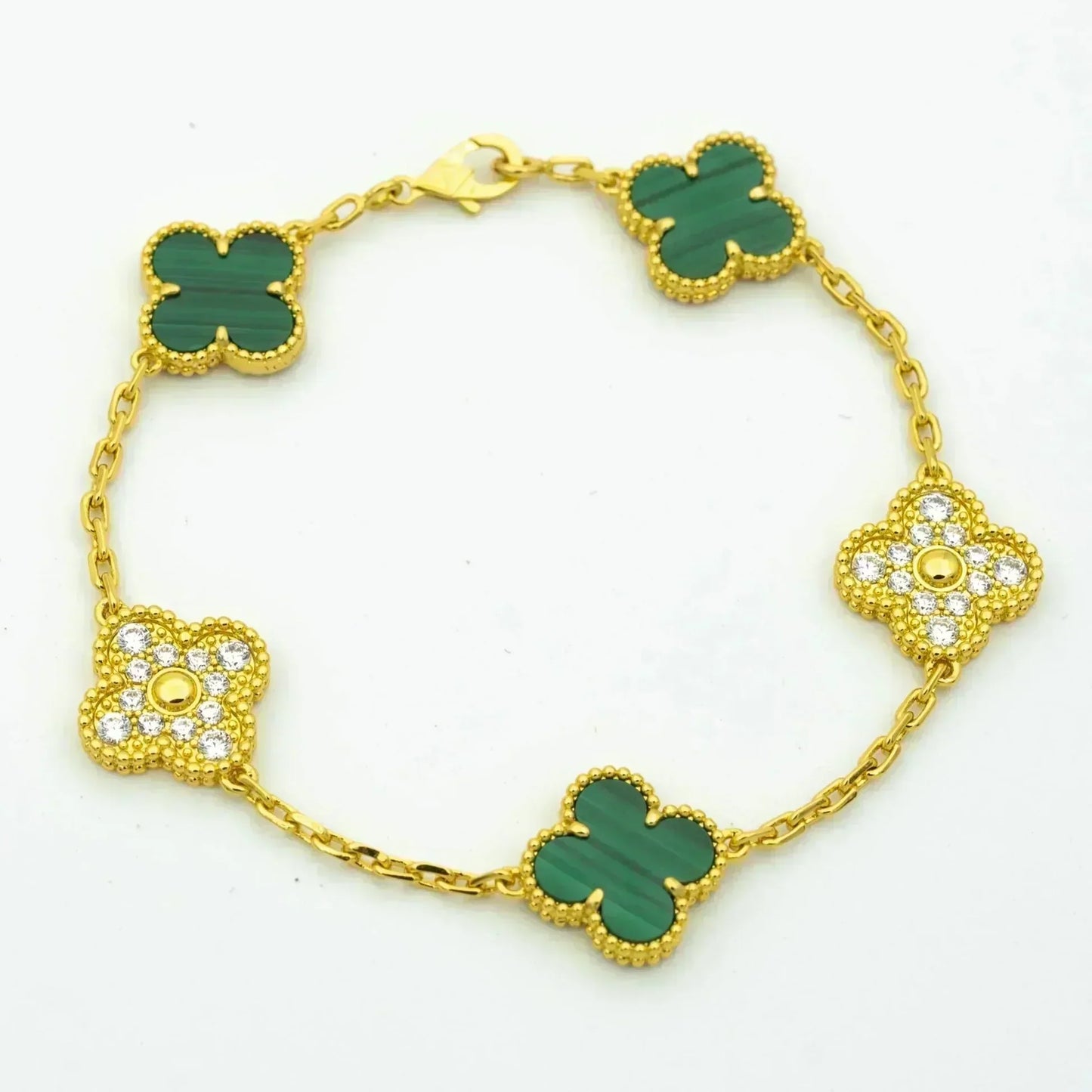 [BLUE TEARS] CLOVER 5 MOTIF MALACHITE BRACELET COLLECTION