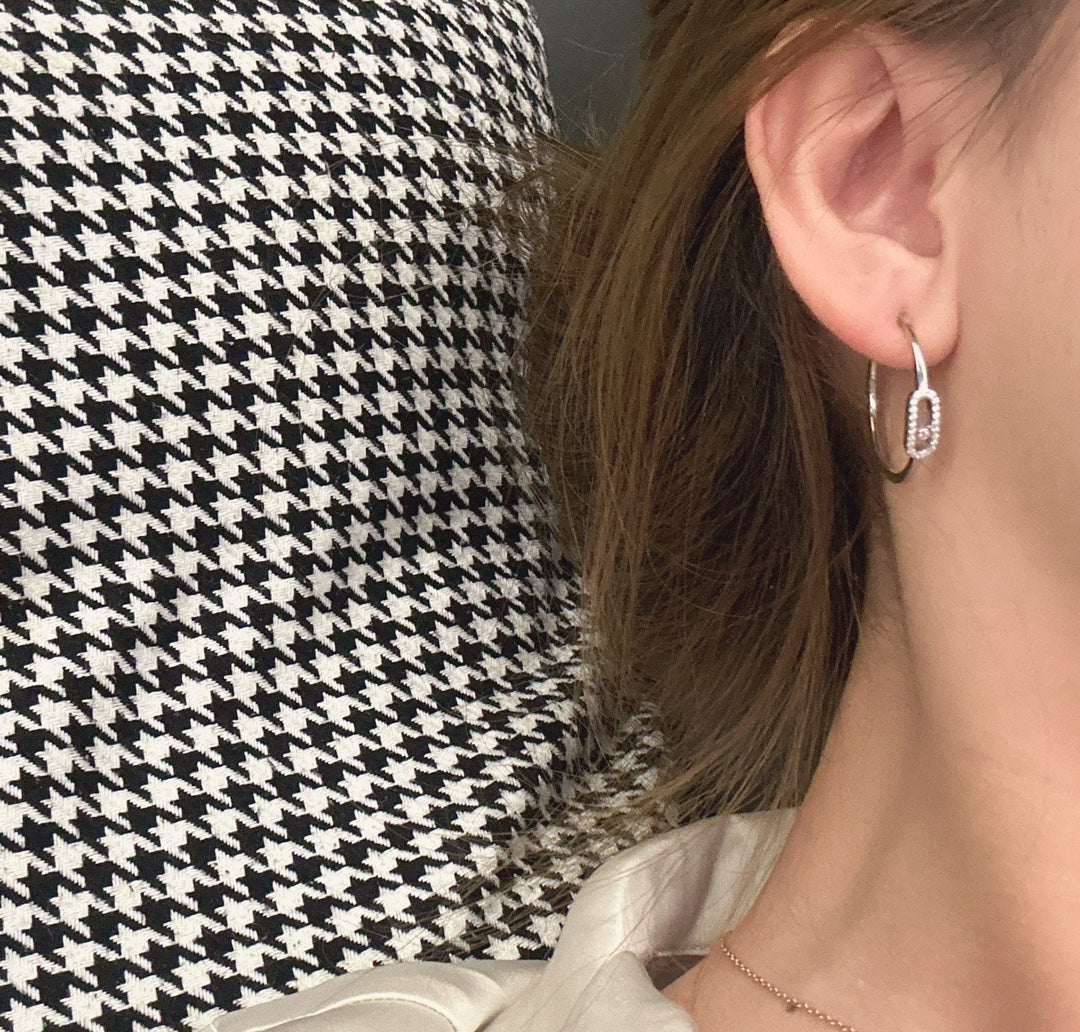 [Blue Tears Jewelry]CREOLES MOVE UNO PM DIAMOND EARRINGS