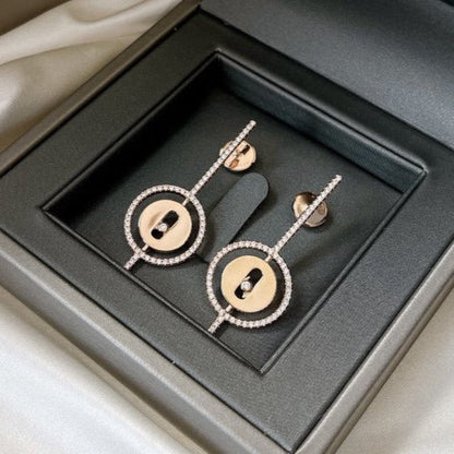 [Blue Tears Jewelry]LUCKY MOVE ARROW PINK GOLD DIAMOND EARRINGS