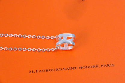 [BLUE TEARS]HM NECKLACE H LETTER OVAL SERIES