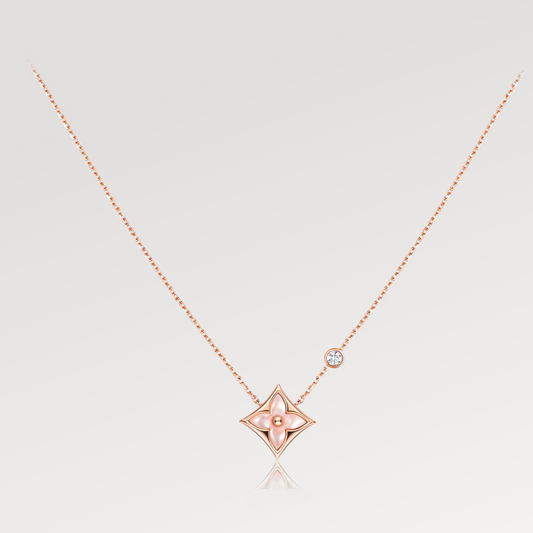 [BLUE TEARS]STAR PINK MOP 1 DIAMOND PINK GOLD NECKLACE