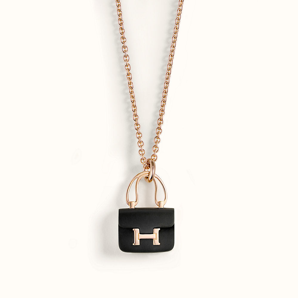 [BLUE TEARS]CONSTANCE BLACK PEDANT PINK GOLD NECKLACE