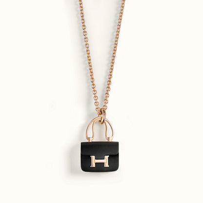 [BLUE TEARS]CONSTANCE BLACK PEDANT PINK GOLD NECKLACE