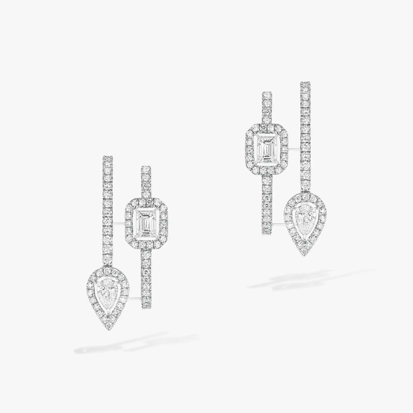 [Blue Tears Jewelry]CREOLES MY TWIN 2 RANGS SILVER DIAMOND EARRINGS