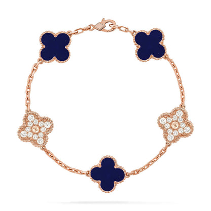 [BLUE TEARS]CLOVER 5 MOTIF LAPIS LAZULI BRACELET COLLECTION