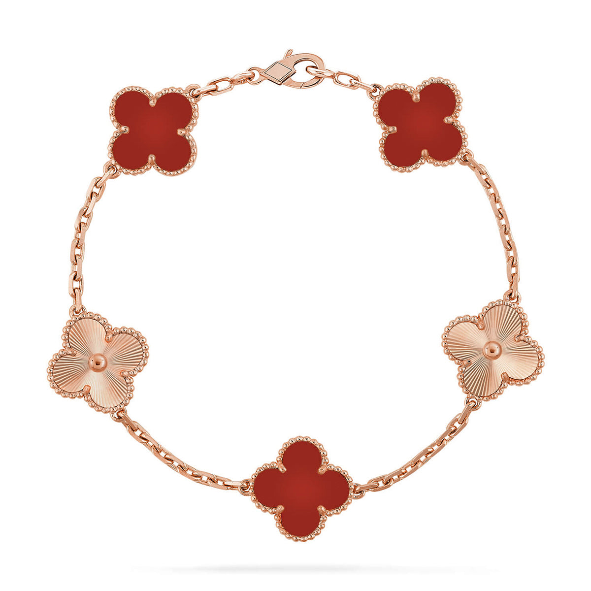 [BLUE TEARS] CLOVER 5 MOTIF RED CORNELIAN BRACELET COLLECTION