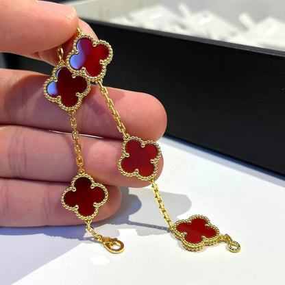 [BLUE TEARS] CLOVER 5 MOTIF RED CORNELIAN BRACELET COLLECTION