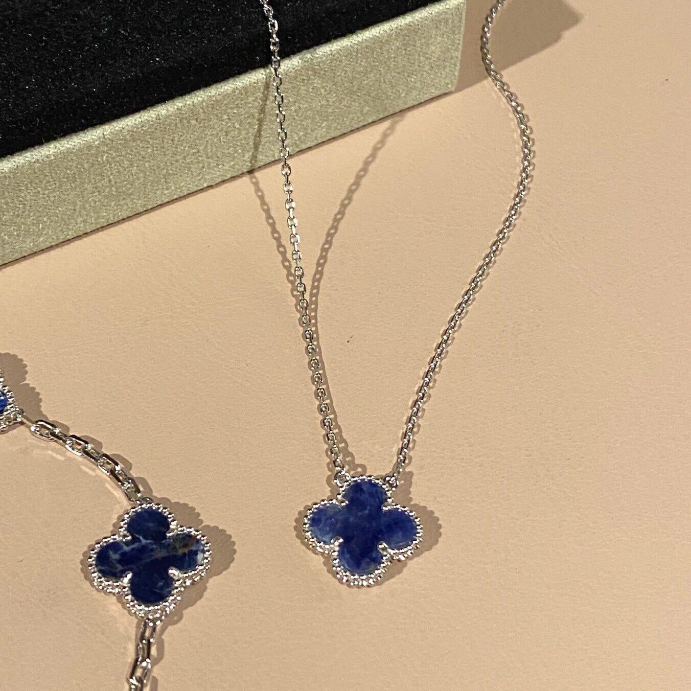 [BLUE TEARS]CLOVER 15MM PIETERSITE NECKLACE SILVER